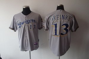 Milwaukee Brewers 13 Zack Greinke Baseball Grey jerseys