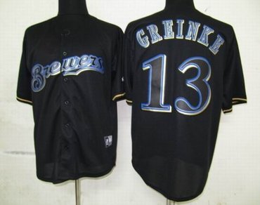 Milwaukee Brewers 13 Zack Greinke Pitch Black Fashion Jersey