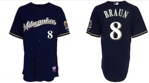 Milwaukee Brewers 8 Ryan Braun Baseball blue Jersey