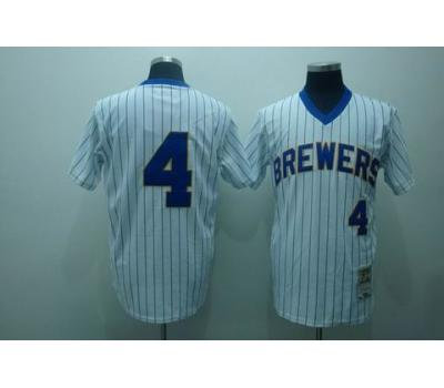 mlb milwaukee brewers #4 molitor m&n white(blue strip) mlb milwaukee brewers #4 molitor m&n white(blue strip)