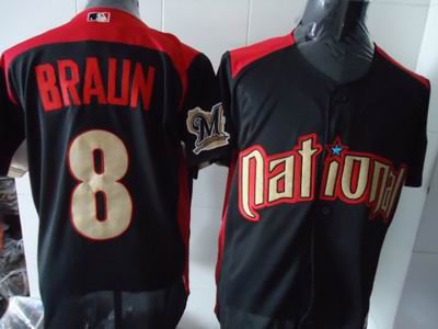 National League Authentic Milwaukee Brewers 8 Ryan Braun 2011 ALL STAR BLUE JERSEY
