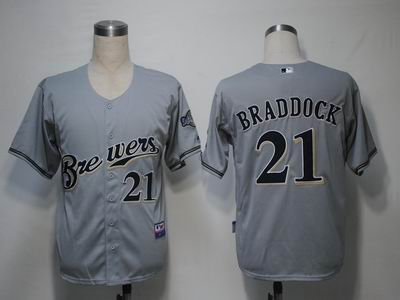MLB Jerseys Milwaukee Brewers 21 Braddock Grey Cool