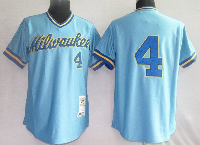 MLB Jerseys Milwaukee Brewers 4 Paul Molitor Blue【M&N MLB Jerseys Milwaukee Brewers 4 Paul Molitor Blue【M&N