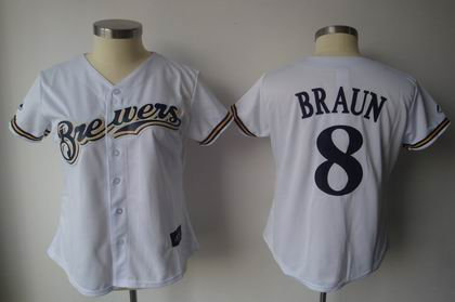 Women Milwaukee Brewers 8 Ryan Braun white JERSEYS Women Milwaukee Brewers 8 Ryan Braun white JERSEYS