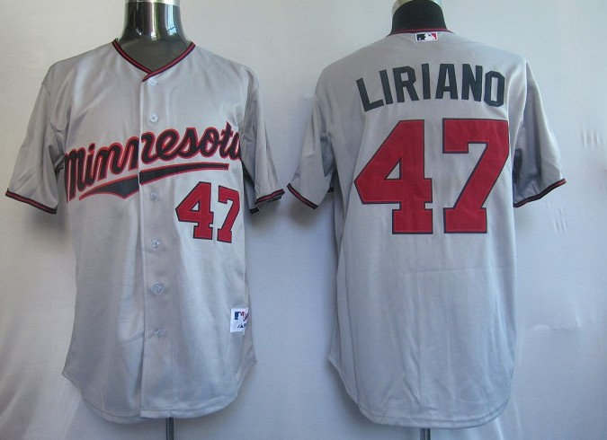 MLB Jerseys Minnesota Twins 47# Liriano Grey