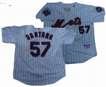 New York Mets 57 Johan Santana white strip wMets 50th Anniversary Patch New York Mets 57 Johan Santana white strip wMets 50th Anniversary Patch