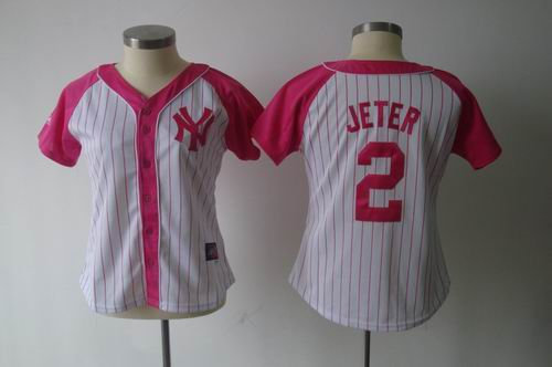 2012 Women Pink Splash Fashion Jersey by Majestic New York Yankees 2 Derek Jeter white jerseys