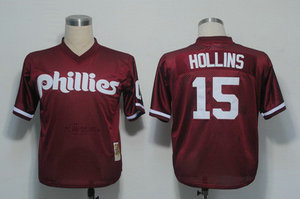 Philadelphia Phillies 15 Hollins Red throwback Jersey