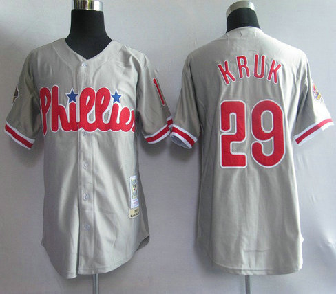 MLB Jersey Philadelphia Phillies 29 Kruk Grey