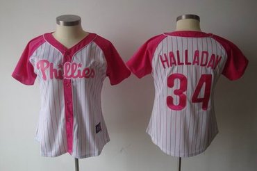 2012 Women Pink Splash Fashion Jersey by Majestic Philadelphia Phillies 34 Roy Halladay jerseys
