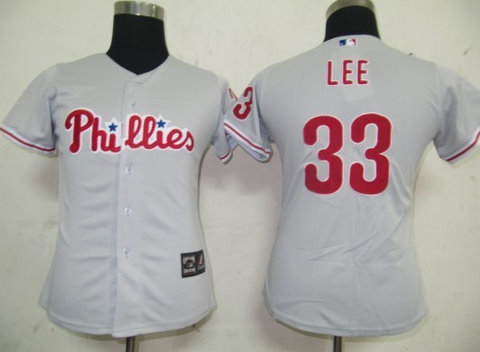 MLB Women Jerseys Philadephia Phillis 33 Lee Grey