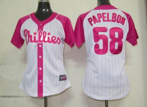 Philadephia Phillis 58 Papelbon Womens Pink Splash Fashion Jersey