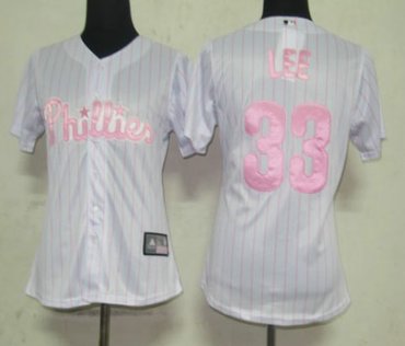 Women Jerseys Philadephia Phillis 33 Lee white (Pink strip)