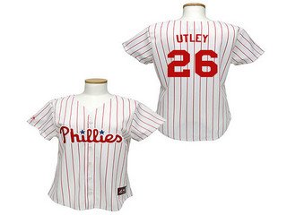 Women MLB Philadephia Phillies 26 Chase Utley White Jersey