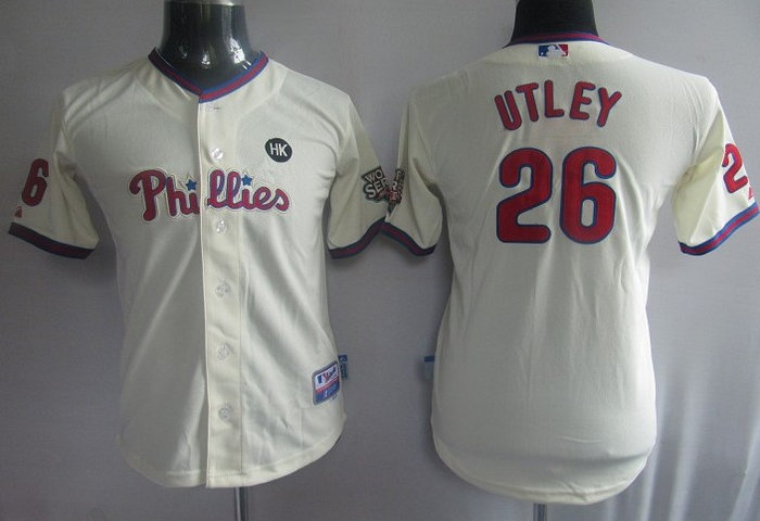 MLB Jerseys Philadephia Phillis 26 Chase Utley cream KIDS