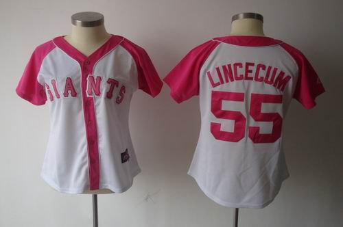 2012 Women Pink Splash Fashion Jersey by Majestic San Francisco Giants 55 Tim Lincecum white jerseys