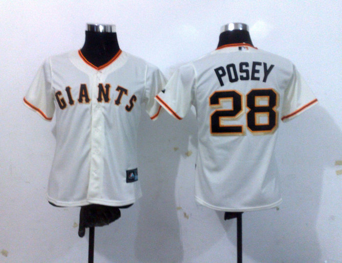 Women MLB San Francisco Giants 28 Posey White Jerseys