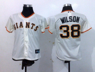 Women San Francisco Giants 38 Brian Wilson White Jerseys