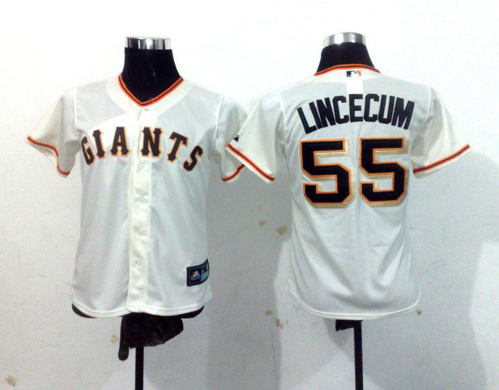 Women San Francisco Giants 55 Lincecum white jerseys