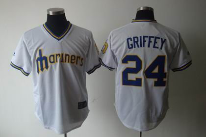 Seattle Mariners 24 Ken Griffey Jr. white jerseys