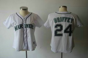 Women Seattle Mariners 24 Griffey White black number