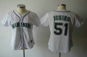 Women Seattle Mariners 51 Ichiro White black number