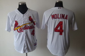 St Louis Cardinals 4 Molina White Jerseys