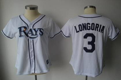 women Tampa Bay Rays 3 Evan Longoria WHITE jerseys