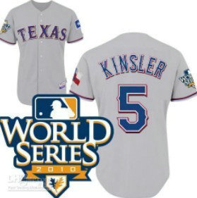 Texas Rangers 5 Kinsler 2010 World Series Gray Jersey Texas Rangers 5 Kinsler 2010 World Series Gray Jersey