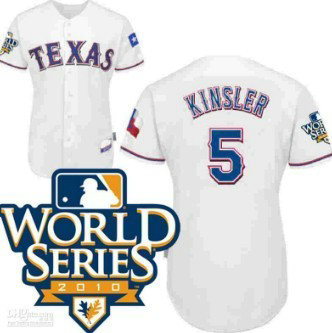 Texas Rangers 5 Kinsler 2010 World Series White Jersey Texas Rangers 5 Kinsler 2010 World Series White Jersey
