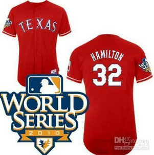 Texas Rangers 32 Hamitlon 2010 World Series Red Jersey