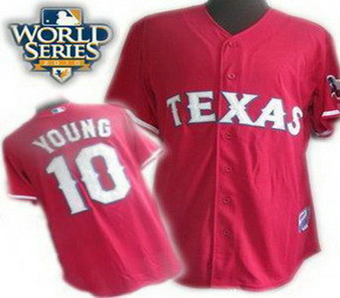 Texas Rangers 10 Michael Young 2010 World Series Patch Cream red Texas Rangers 10 Michael Young 2010 World Series Patch Cream red