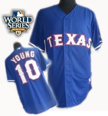 kids 2010 World Series Patch Texas Rangers #10 Young blue