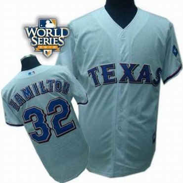 kids 2010 World Series Patch Texas Rangers #32 Josh Hamilton white