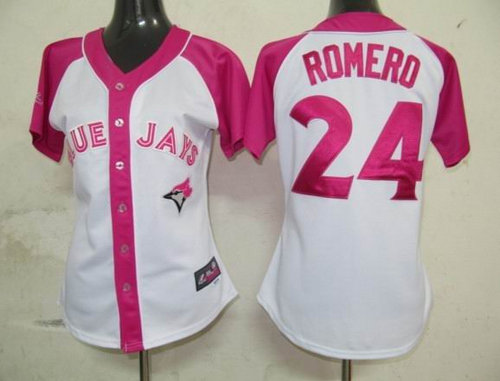 Toronto Blue Jays 24 Romero Womens Pink Splash Fashion Jersey