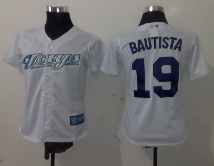 Women Toronto Blue Jays 19 Jose Bautista white jerseys
