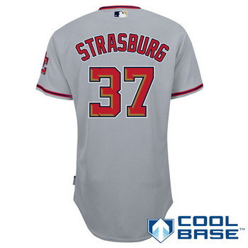 Washington Nationals 37 Stephen Strasburg Grey Jerseys Cool base Stitched MLB Jersey