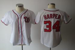 MLB Washington Nationals Bryce Harper Women White Jerseys #34