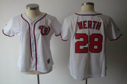 women Washington Nationals 28 Werth WHITE Jersey