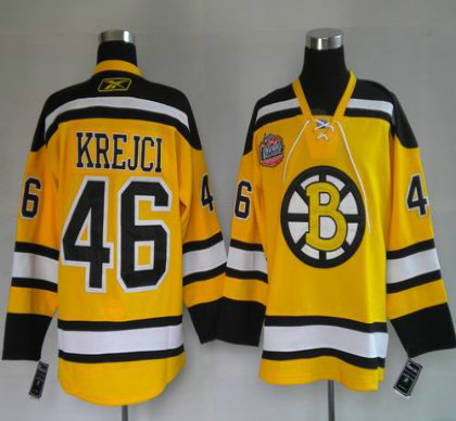 jerseys Boston Bruins 46# Krejci Yellow WINTER CLASSIC VINTAGE 2009