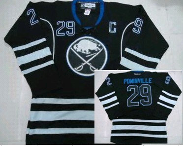 Buffalo Sabres 29 Jason Pominville black ice jerseys