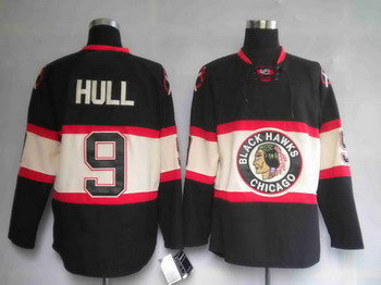 Youth Jerseys Chicago Blackhawks 9 HULL Black Third edition