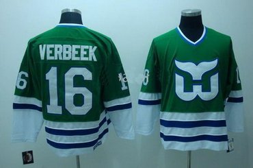 Hartford Whalers 16 Verbeek Green Color CCM  Jerseys