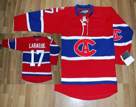 NHL Montreal Canadiens #17 Laraque CA Patch Red Jersey