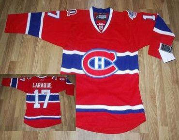 NHL Montreal Canadiens #17 Laraque CH Patch Red Jersey
