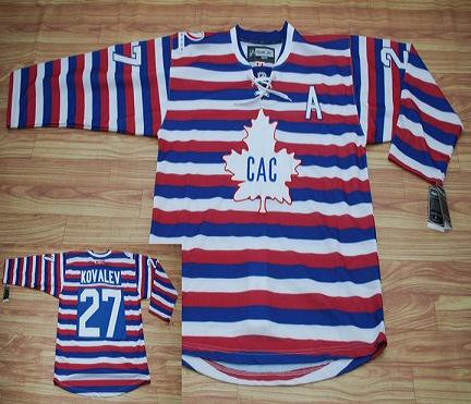 Montreal Canadiens #27 Kovalev Red Pinstripe  Jersey