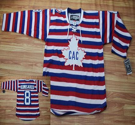 Montreal Canadiens #8 Komisarek Red Pinstripe Jersey Montreal Canadiens #8 Komisarek Red Pinstripe Jersey