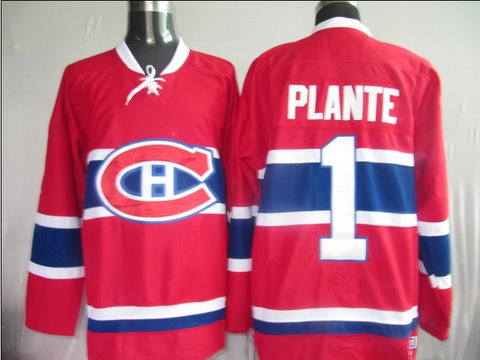 Montreal Canadiens #1 Jacques Plante Red CH CCM Throwback Stitched NHL Jersey Montreal Canadiens #1 Jacques Plante Red CH CCM Throwback Stitched NHL Jersey