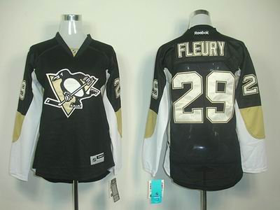 Women Pittsburgh Penguins 29 M Fleury black jerseys