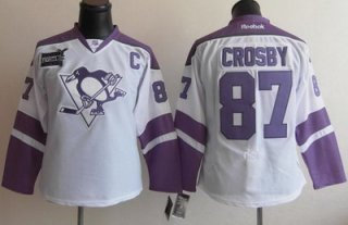 Women Pittsburgh Penguins 87 Sidney Crosby Fights Cancer Jersey White Women Pittsburgh Penguins 87 Sidney Crosby Fights Cancer Jersey White